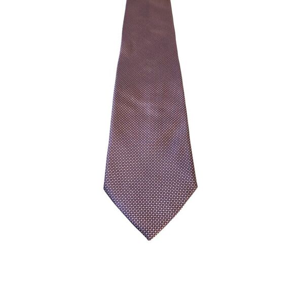 Jonas & Cie Paris Mens Neck Tie Purple White Checker Tie Made In Italy 100% Silk - Picture 1 of 12